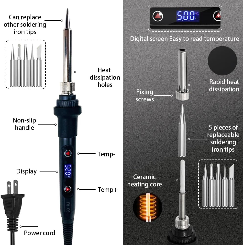 80W Soldering Iron Kit with LC - огляд і ціна Diy Electronics Tool Kit