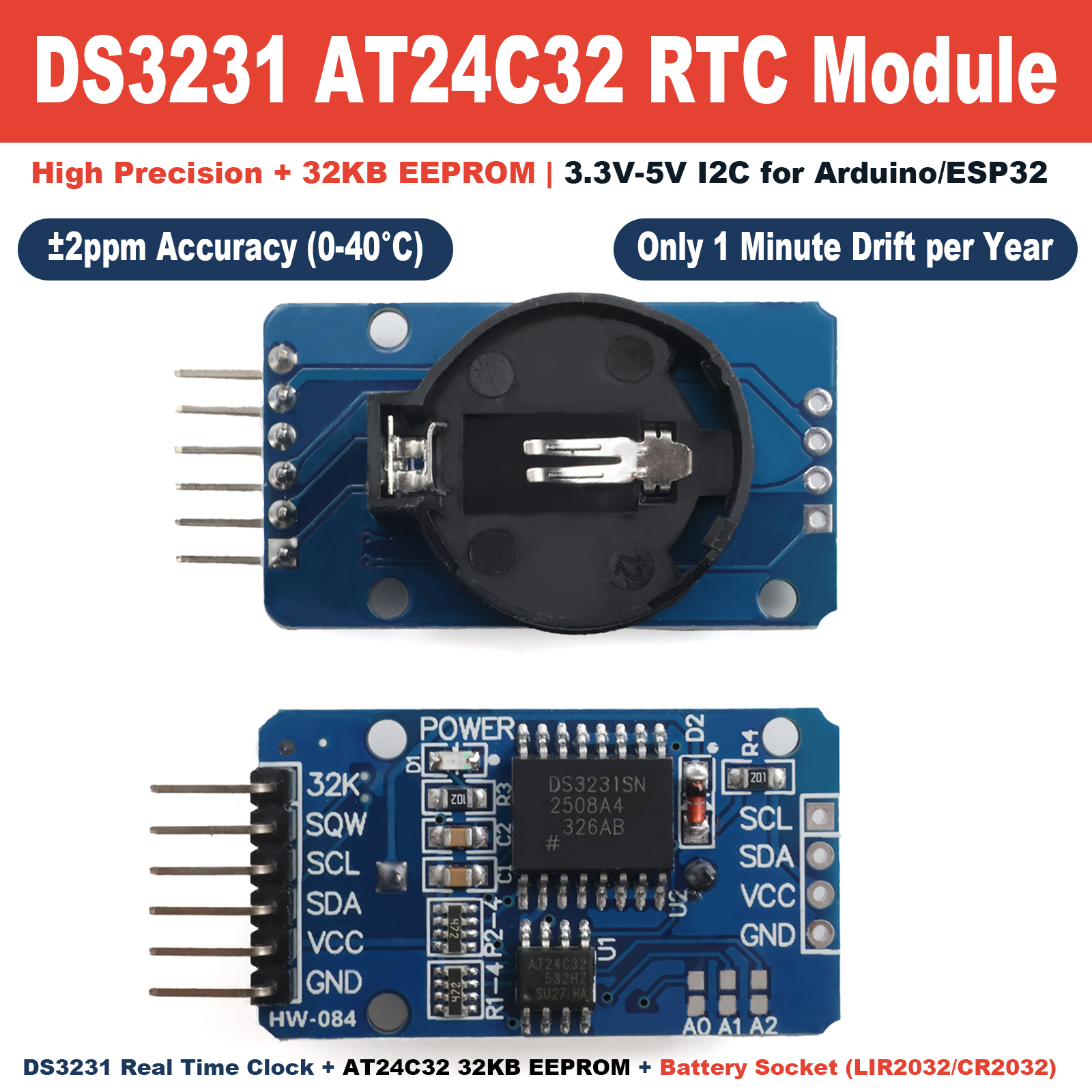 DS3231 AT24C32 IIC Precision R - огляд і ціна Rtc Module Ds3231